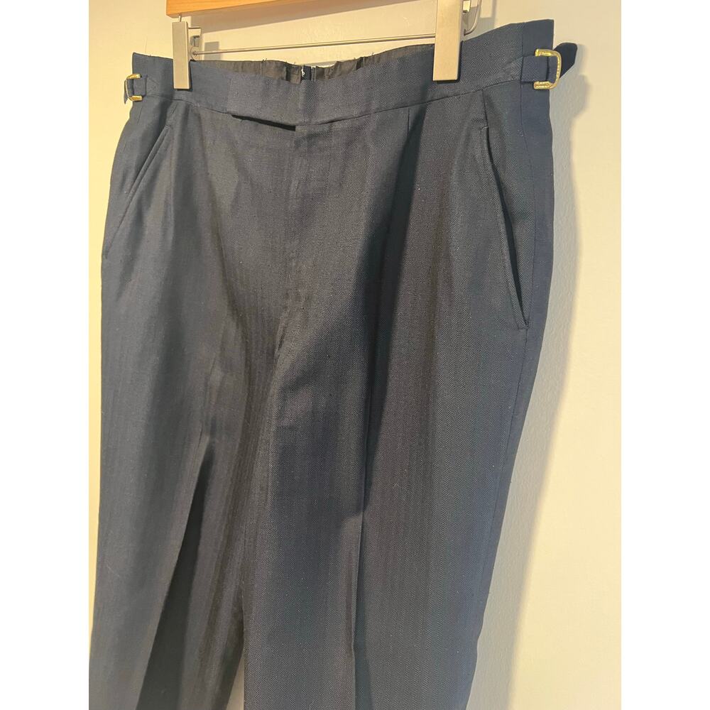 Oxxford Men's Pleated Dress Pants Navy Blue Herringbone Size 36 JP - Picture 4 of 11